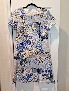 Talbots - Cotton Poplin Blue Floral Dress - 12